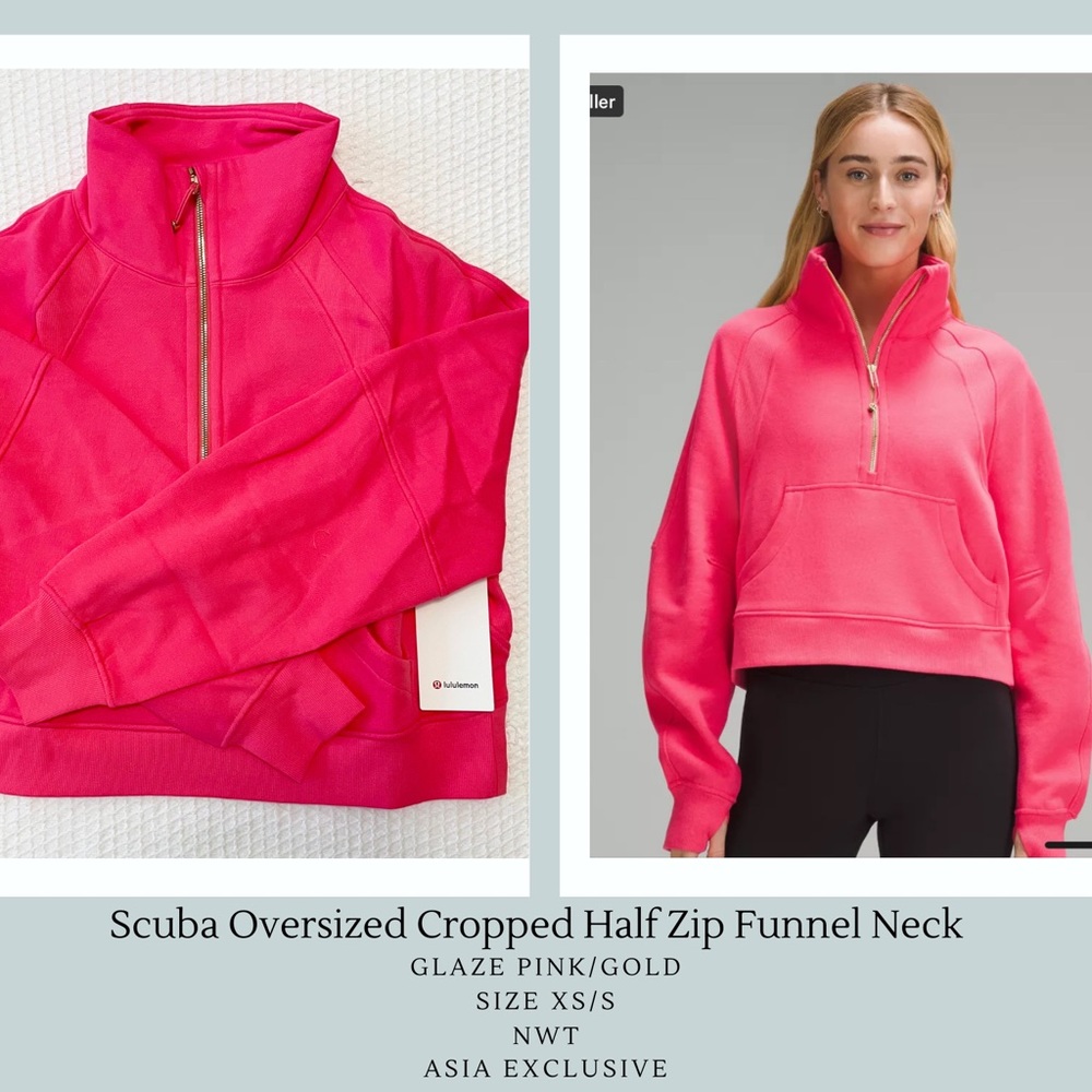 🆕 Scuba Oversized Funnel Neck Half Zip in Glaze Pink/Gold